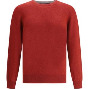 Вязаный свитер с круглым вырезом Brunello Cucinelli, красный