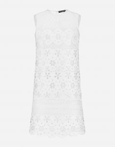 Короткое хлопковое платье с вырезами Dolce & Gabbana, белый