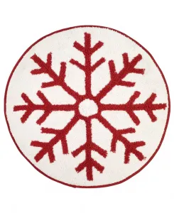 Праздничный коврик для ванной «Сверкающие снежинки», круглый, 74 см Avanti, белый