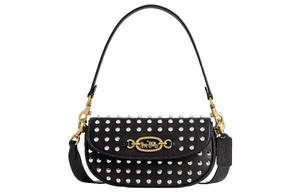 COACH Сумка через плечо с молнией из перчаточной кожи седло ручная кладь, сумка через плечо средняя women's black