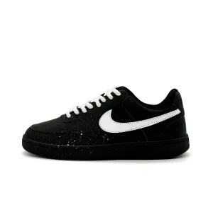 Nike Кроссовки для скейтбординга Court Vision Low Smoke White, износостойкие, низкие, унисекс, черный с белыми элементами