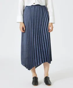 Асимметричная плиссированная юбка из джинсовой ткани Loveless, цвет Blue