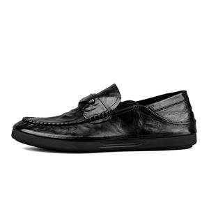 Мужские лоферы черные Новинка Корея, Черный (Нубак)