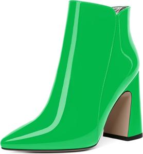 Женские Ботильоны MODENCOCO с острым носком, на высоком каблуке, с молнией, теплые, деловые, повседневные, каблук 4 дюйма, Green