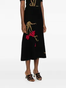 Вязаная миди-юбка А-силуэта черного цвета Erdem, черный