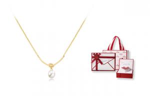 Женское ожерелье WANLIACC, Smile Pearl Necklace [Gold] + [Love Heart Gift Box]