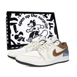 Jordan Кроссовки баскетбольные Air 1 Star Pattern Era устойчивые к истиранию низкие винтажные unisex желтый синий коричневый