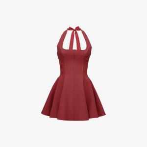 Платье мини House Of Cb Loulette из стрейч-крепа на бретелях с бантом, красный