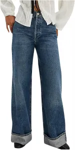 Джинсы женские Wide Leg High Waisted Stretchy