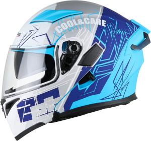 Шлем мотоциклетный oubaiya с двойным козырьком, синий