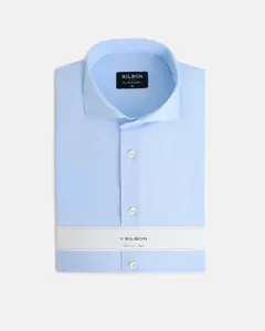 Мужская однотонная синяя рубашка Silbon, небесно-голубой