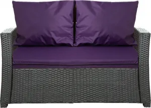 Подушки для садовой мебели из полираттана, фиолетовые | Подушка сиденья 112x60x7 см, подушки спинки 2x56x50 см | Подушки для садовой скамейки | Подушки для 2-местного ротангового дивана