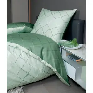 Двустороннее постельное белье Janine «J. Д. 87053", постельное белье из хлопка, постельное белье с ромбовидным узором, цвет jade/waldgrün