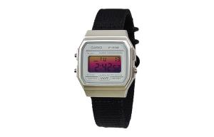 CASIO Мужские часы Retrofit Series с кварцевым механизмом и нейлоновым ремешком, черный циферблат