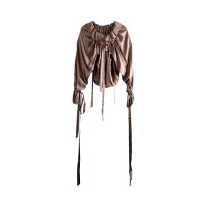Топ Ann Demeulemeester Stee Ruffled Drawstrings Stain Washe Top, Antique Rose