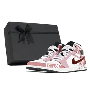 Jordan Air 1 устойчивые к истиранию кроссовки Mid Top Vintage баскетбольные Unisex Pink