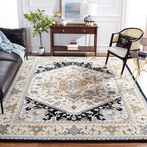 Ковер SAFAVIEH, 244 x 305 см, Heritage Collection, Beige & Navy, ручной работы традиционный восточный из шерсти, идеально подходит для помещений с высокой проходимостью в гостиной, спальне (HG625D)
