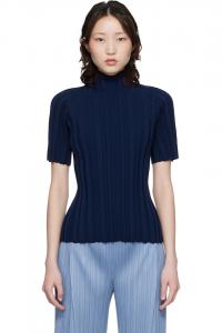 Водолазка в рубчик Pleats Please Issey Miyake, темно-синий