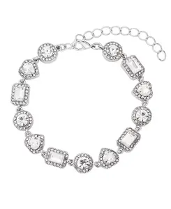 Серебряный браслет-цепочка с кристаллами в форме сердца Adornia, silver