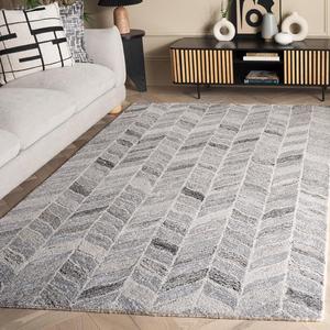 Ковер SAFAVIEH, 153 x 244 см, Abstract Collection, Grey, ручной работы из шерсти и вискозы, идеален для помещений с высокой проходимостью в гостиной, спальне (ABT636F)