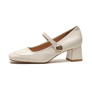 QITUMAUL Мэри Джейн на платформе абрикосовые, цвет Apricot[Heel Height 5cm]