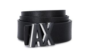 Кожаный ремень мужской черный регулируемый AE шириной 3,5 см ARMANI EXCHANGE