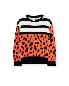 Детский свитер с анималистичным принтом и круглым вырезом Boboli, розовый