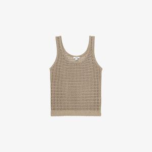 Майка из льна Reiss Claudia с вырезом, коричневый