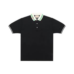 Мужская хлопковая пике-поло с узором Interlocking G GUCCI, черный