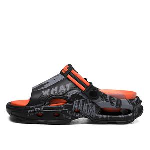 Мужские тапочки-слайды из износостойкого материала EVA с амортизацией XIMO BULL, Black Orange