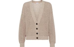 Кардиган с V-образным вырезом Brunello Cucinelli, хаки