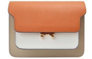 Кожаный Саквояж из Телячьей Кожи, Женская Сумка Через Плечо Светлый Хаки и Коричневый MARNI