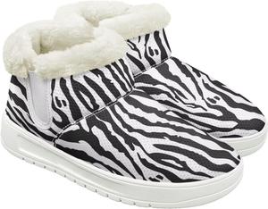 Женские зимние ботинки для снега, удобные для ходьбы, походов, тенниса, с меховой отделкой, средней высоты, теплые Hechitok, Zebra Stripe