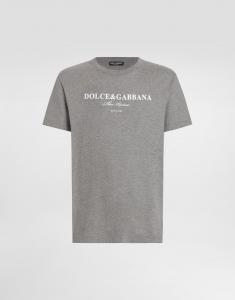 Хлопковая футболка с принтом Dolce & Gabbana, серый