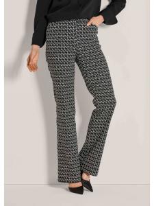 MADELEINE Эластичные брюки с принтом в виде графического узора, черно-белого цвета