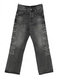 Джинсы с вышивкой и широкими штанинами Purple Brand, черный