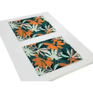 Плацсет Джунгли органический GOTS, сертифицирован CERES 0242. Сделано в Германии Adam, темно-зеленый/оранжевый