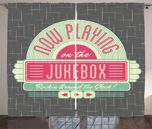 Штора ABAKUHAUS в деревенском стиле, мятно-зеленая, ретро-музыкальная шкатулка 50-х годов, присборенная штора из тесьмы для спальни с петлями и крючками, 280 x 245 см, мятно-зеленый, ярко-розовый Abakuhaus