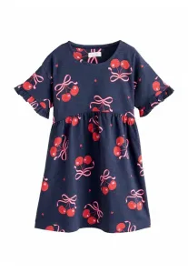 Платье-Джерси с коротким рукавом, прямого кроя. Next, Navy Cherry Print