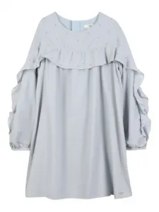 Платье с оборками на плечах Chloé Kids, синий