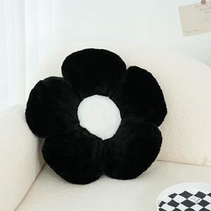 Generic Декоративная подушка в форме цветка, плюш, черная Black