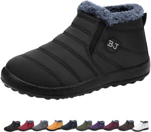 Зимние ботинки для женщин, утепленные утеплителем с меховой подкладкой, водонепроницаемые, теплые ботильоны, зимние обувные ботинки для улицы Generic, Black