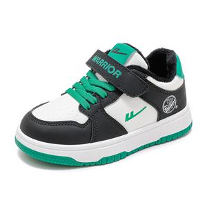 Антиударные термостойкие детские скейтерские кроссовки Kids' WARRIOR, черный/белый/зеленый