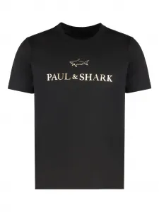 Футболка из хлопка с принтом логотипа Paul & Shark, черный