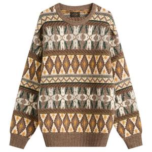Джемпер с круглым вырезом в стиле Fair Isle Beams Plus, коричневый