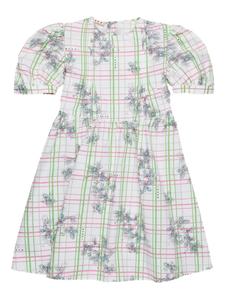 Платье в клетку с рукавами-фонариками Marni Kids, белый