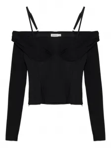 Драпированная топ с открытыми плечами Simkhai, черный