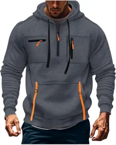 Толстовка с капюшоном для мужчин, тактическая, с карманами
