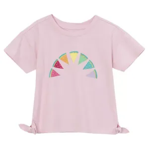 Детская футболка с коротким рукавом и принтом, завязкой сбоку для девочек 2-16 лет Lands' End, цвет fairy tale watrmelon