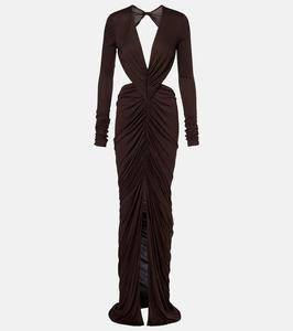 Платье-джерси Poppy LS с драпировкой и открытой спиной Rick Owens, Raisin